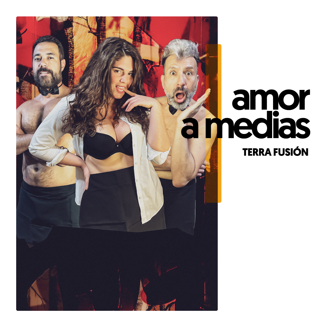 Cartel de la obra amor a medias en off latina teatro Madrid