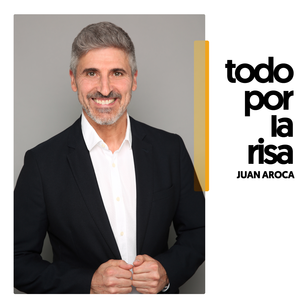 cartel de promoción del espectáculo TODO POR LA RISA con JUAN AROCA en OFF LATINA Teatro Madrid